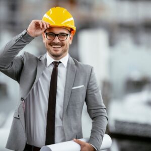 construction worker in a suit