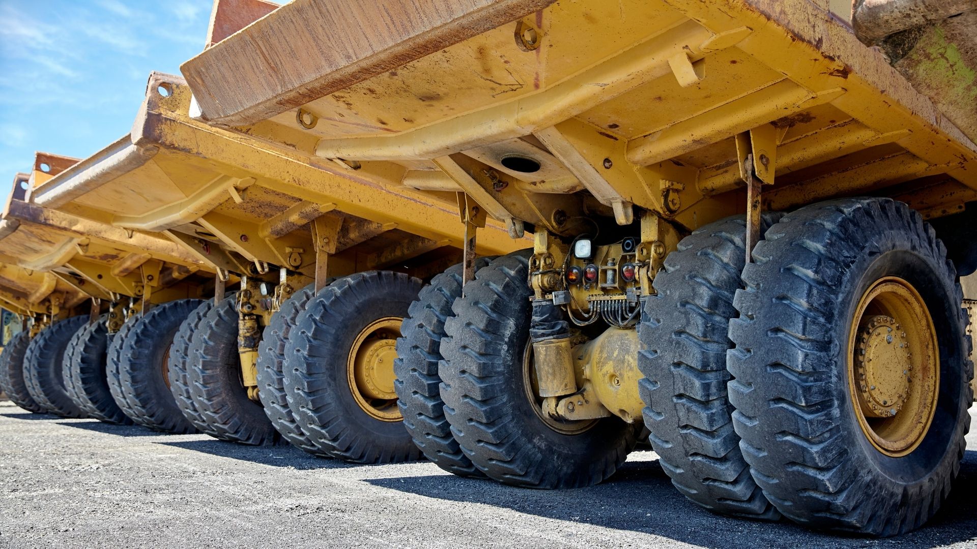 bottom view of dump trucks